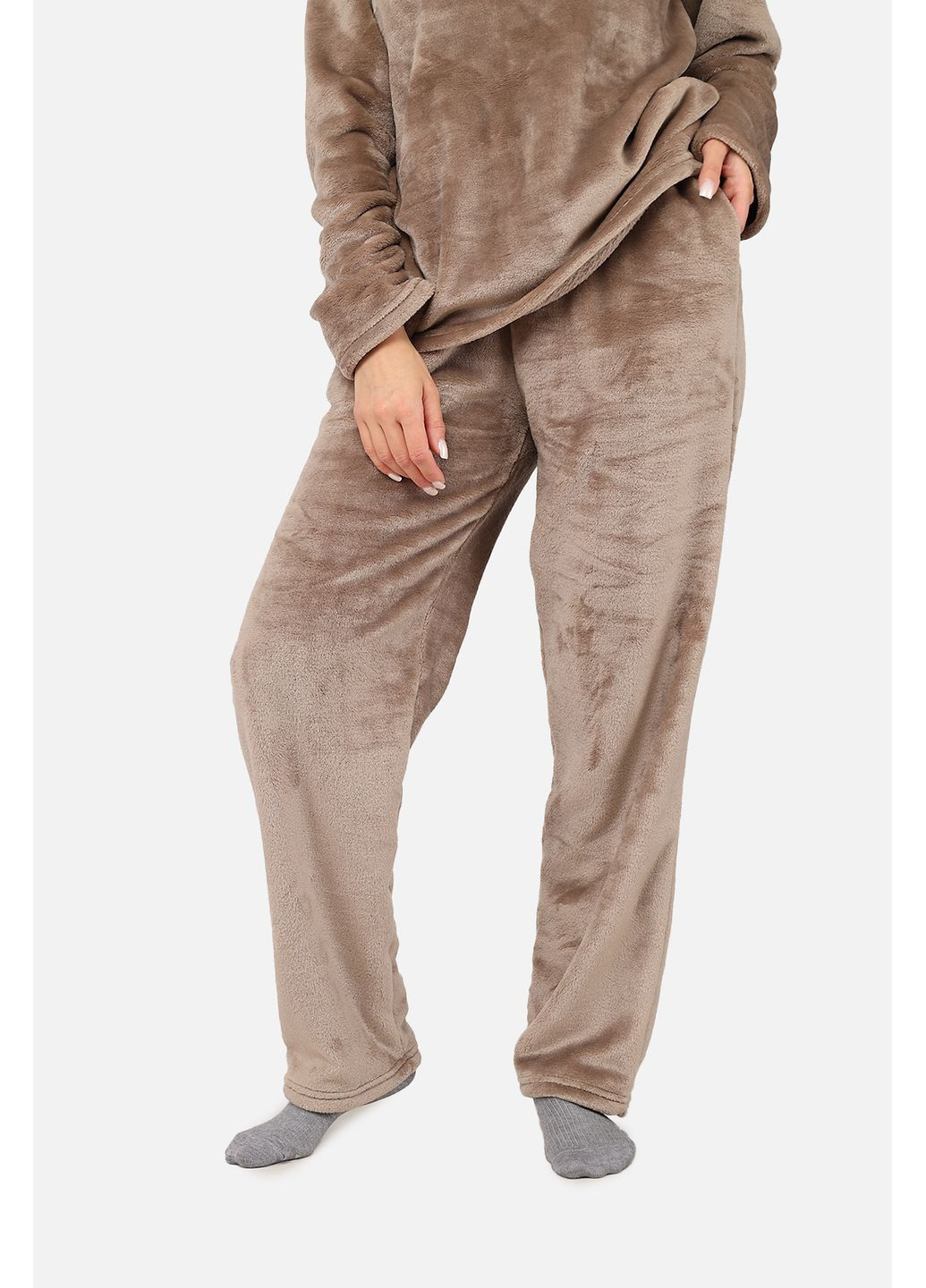 Кавова зимня піжама зі штанами жіноча колір кавовий цб-00283597 Yuki