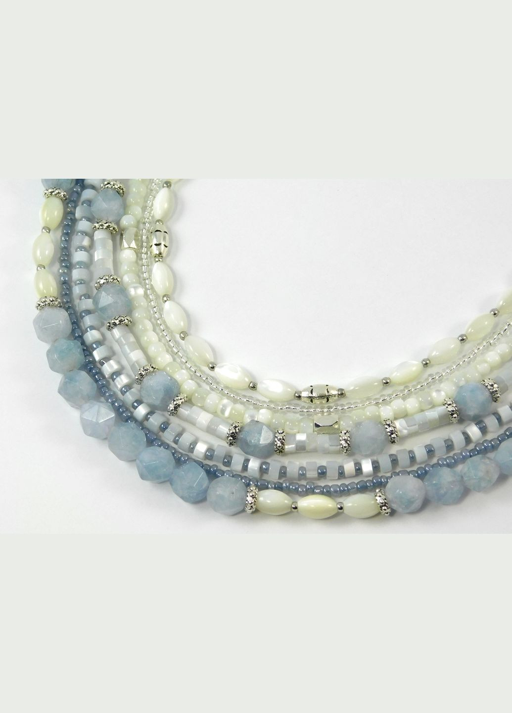 Ожерелье "Морская лазурь" Аквамарин, Перламутр Fursa fashion (329688900)