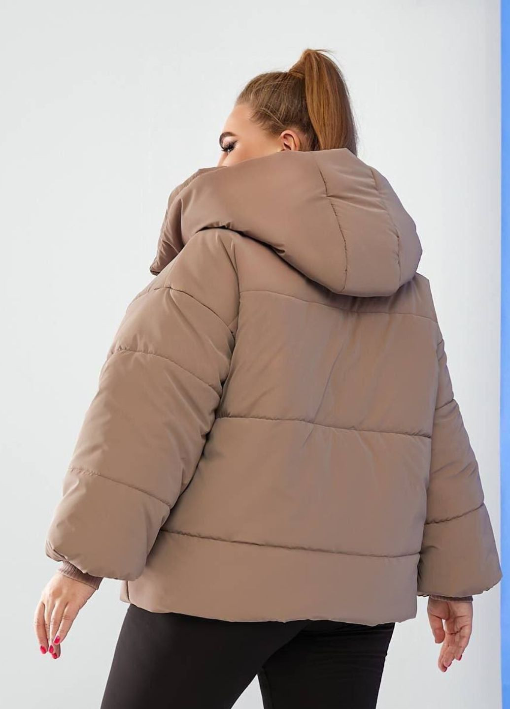 Пудровая демисезонная объемная теплая куртка No Brand