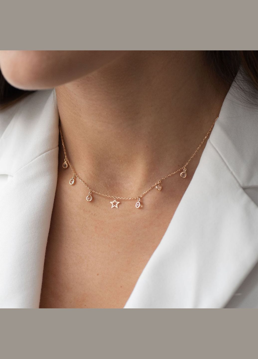 Золотое колье Звезда (фианит) кол01402 40 Oniks (264023194)