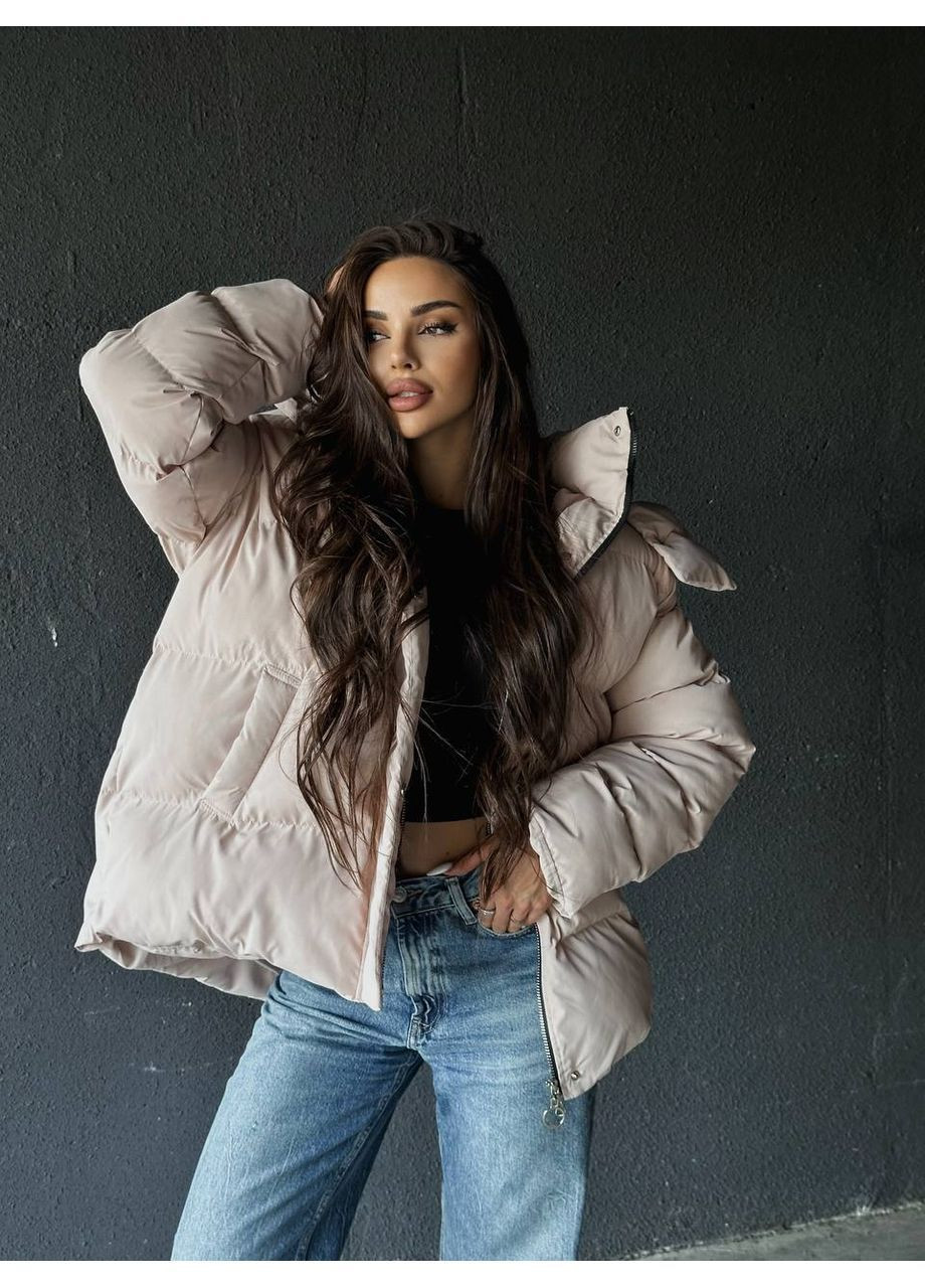 Бежевый демисезонный Пуховик Style Point