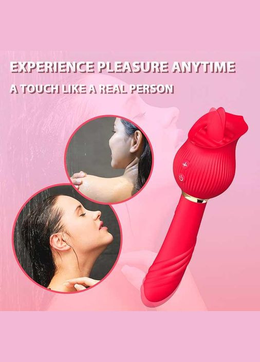 Двусторонний вибратор с языком для клитора и точки G 24 режима вибрации Красный No Brand (370612096)