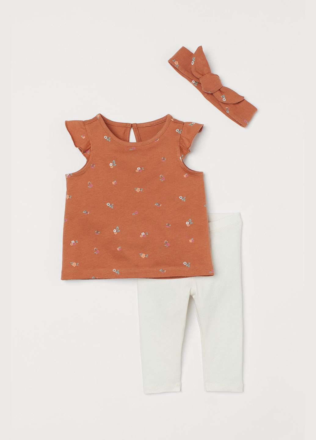Терракотовый летний комплект (блуза, леггинсы, повязка) H&M