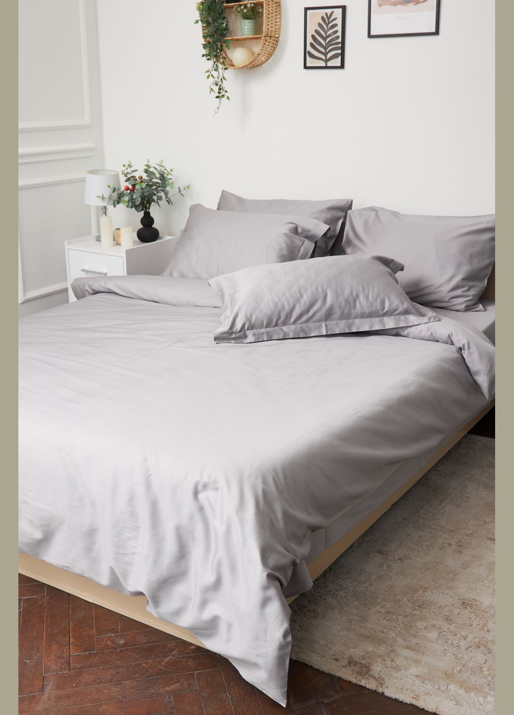 Комплект постільної білизни сімейний 143х210х2 наволочки 2х50х70 Satin Premium (MS-820000446) Moon&Star Smoke (284416318)