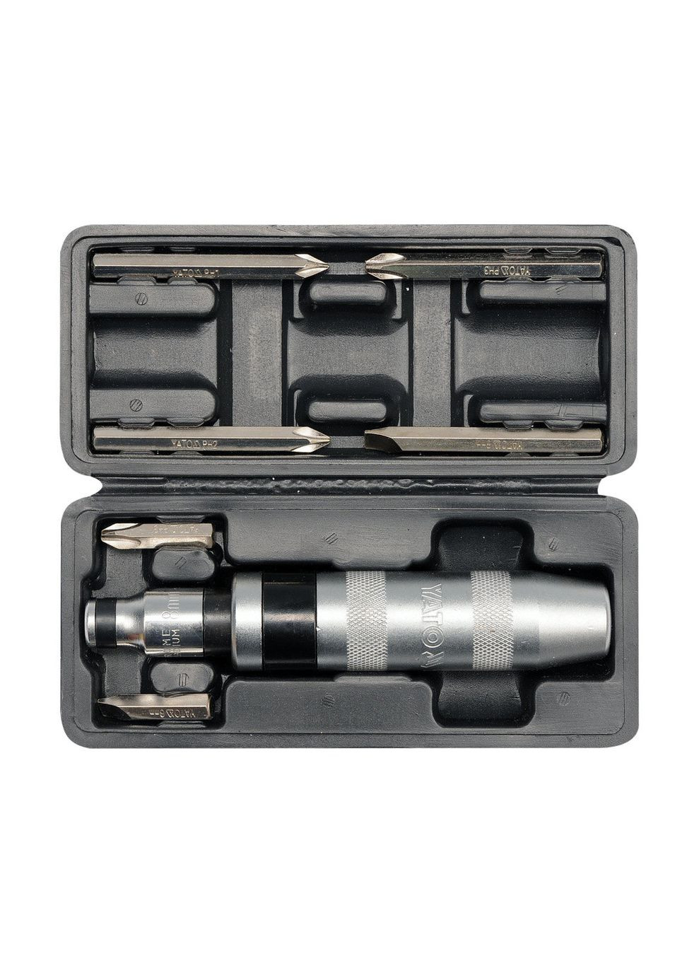 Отвертка-держатель ударная с насадками 5/16" и 1/2" 7 шт YT-2802 YATO (353970640)