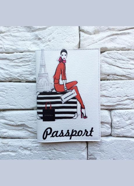 Обкладинка для паспорта Дівчина на валізі No Brand (301035740)