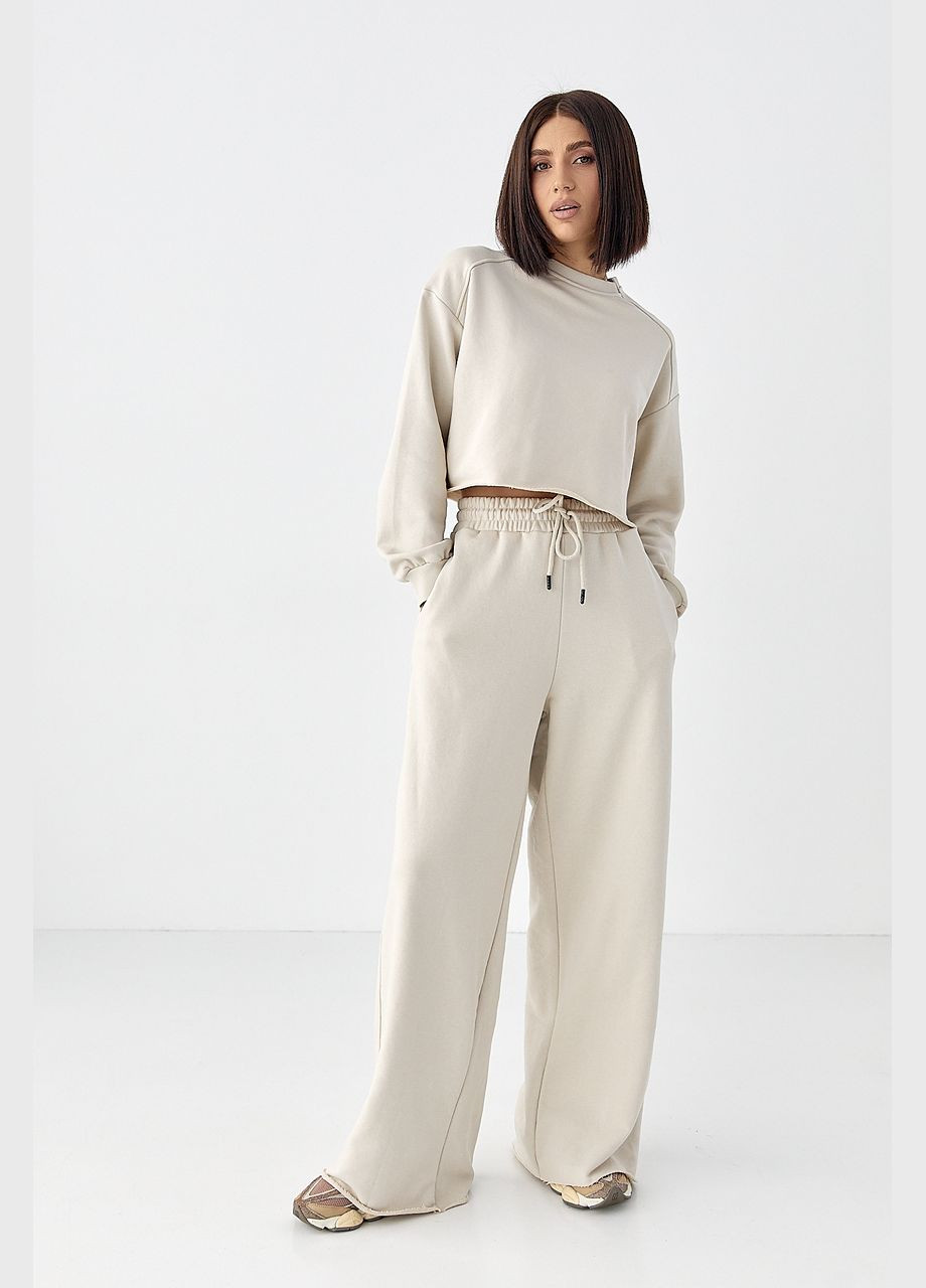 Спортивный костюм с коротким свитшотом и прямыми брюками Lurex (327705819)