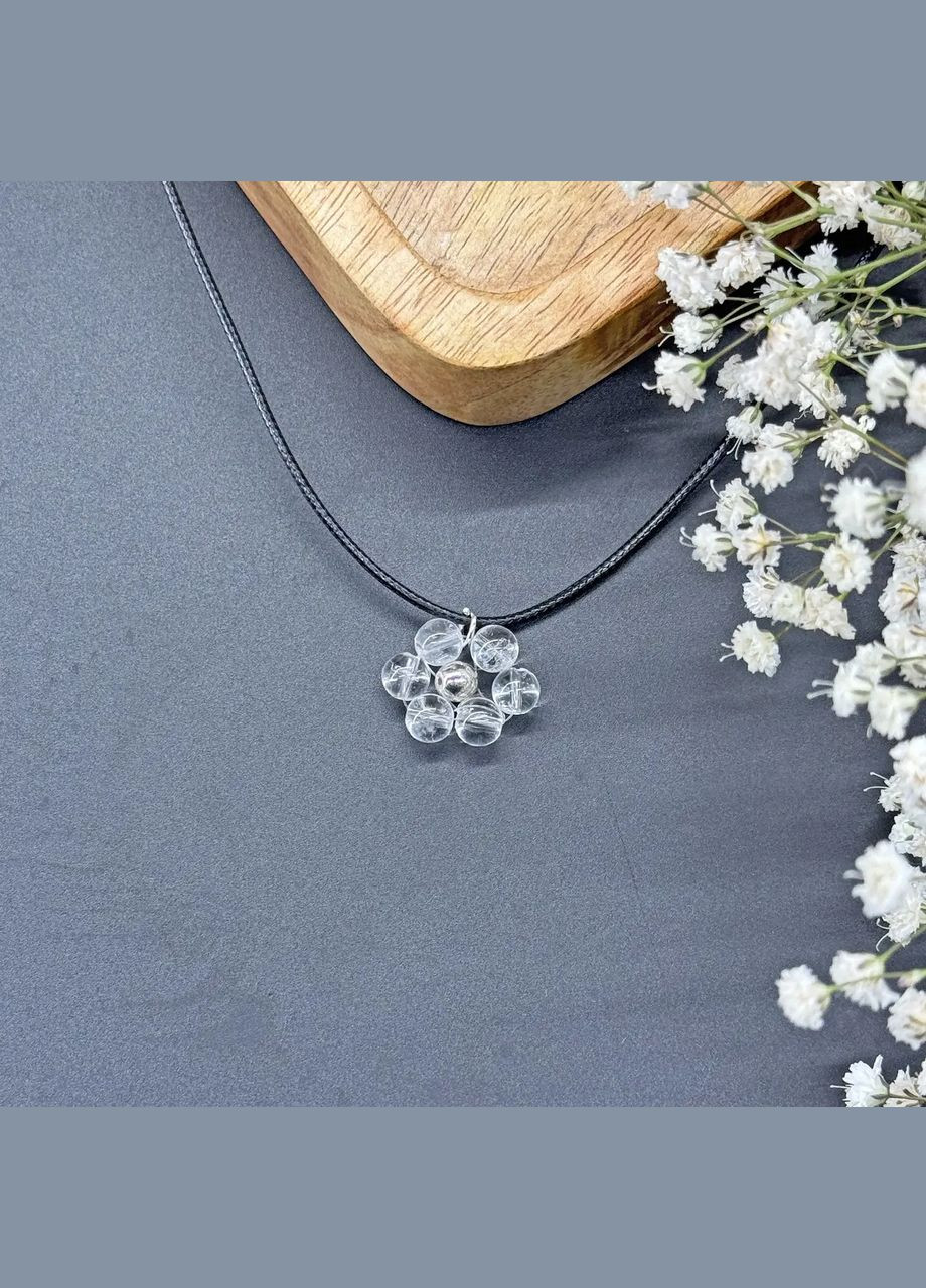 Квіточка натуральний камінь Гірський Кришталь на шнурі 17мм+- L-45-50см No Brand Кулон (337995570)