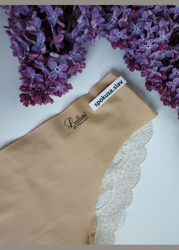 Трусики бразилиана с кружевом на попе бежевые 3384 лейлив размер XL Leilieve (324833364)