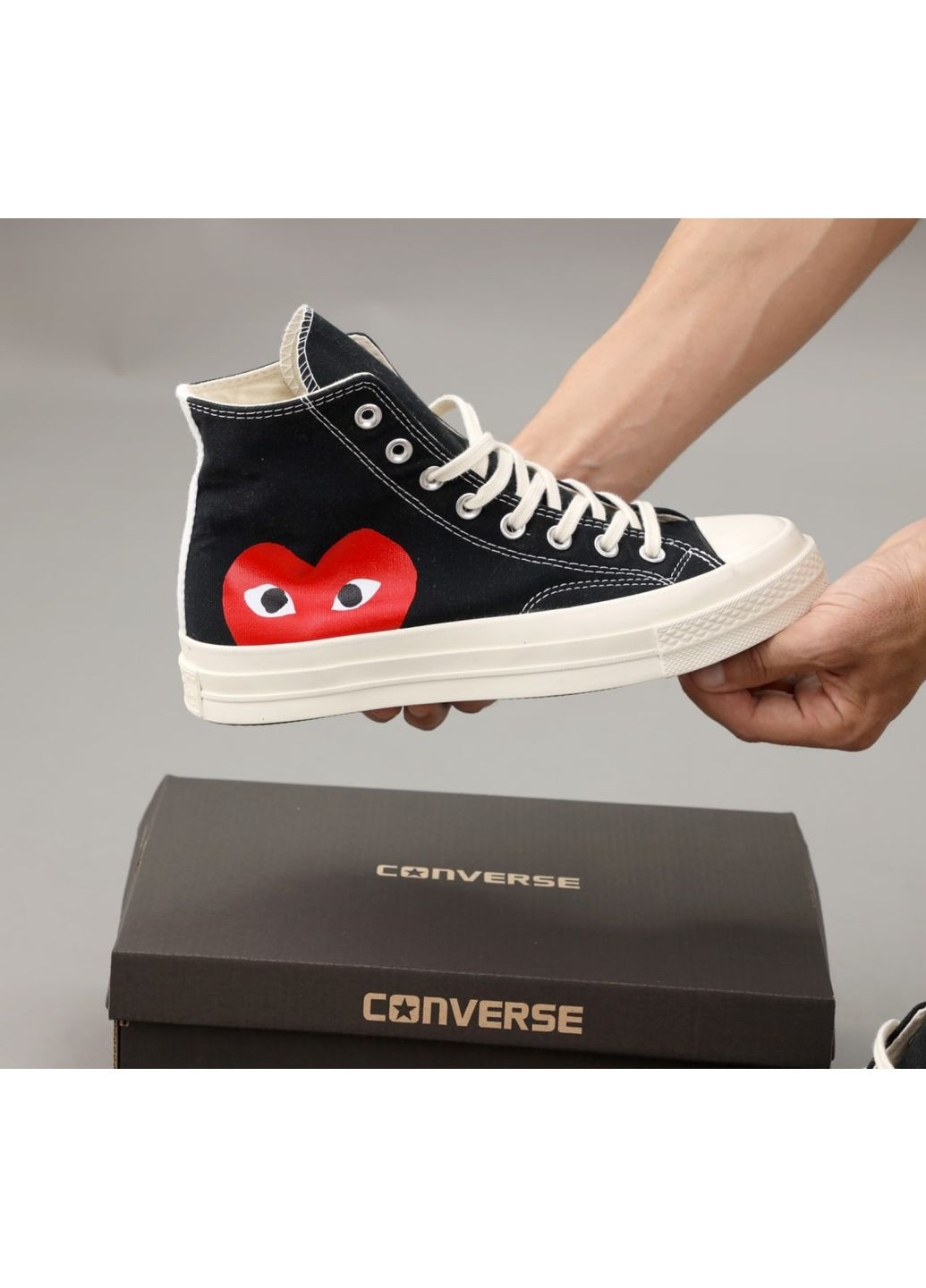 Кеди жіночі Converse Chuck Taylor All Star 70 Hi Comme des Garcons PLAY Black A08791C Конверс No Brand білі демісезони (362206652)