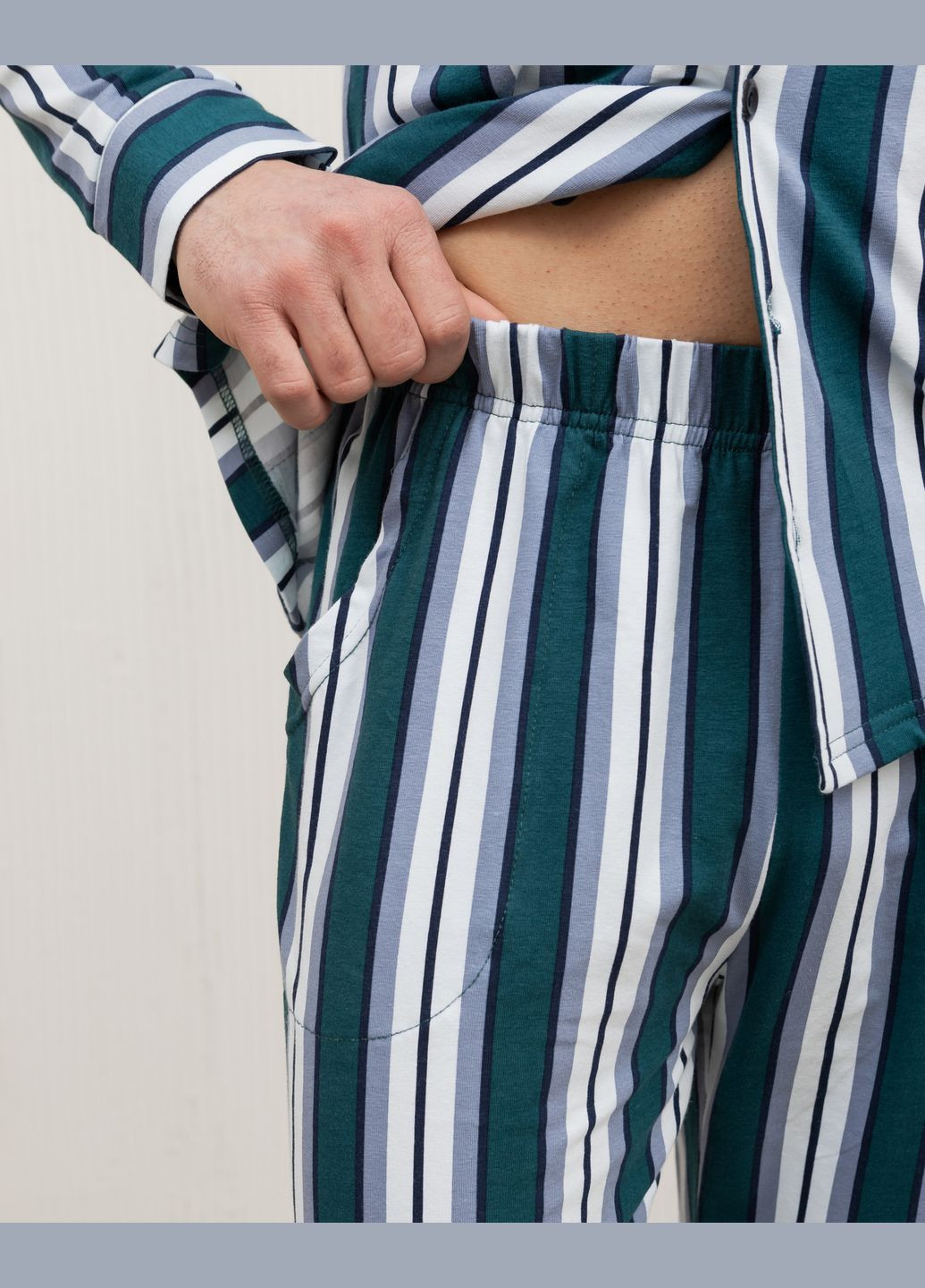 Пижама мужская трикотажная на пуговицах в полосочку размер M, L, XL, 2XL Tom John Піжама (315035964)