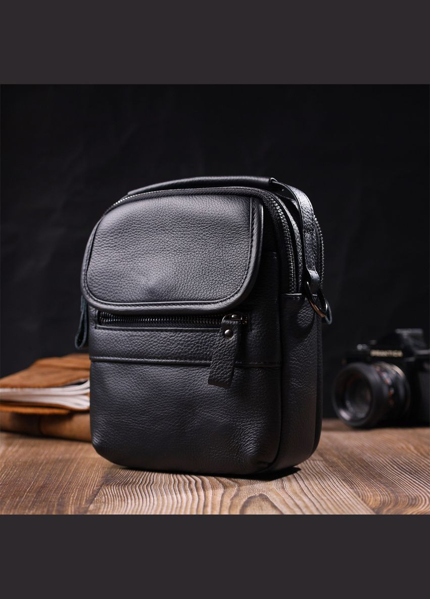 Кожаная сумка кросс боди мужская через плечо черная 22247 Vintage (329195582)