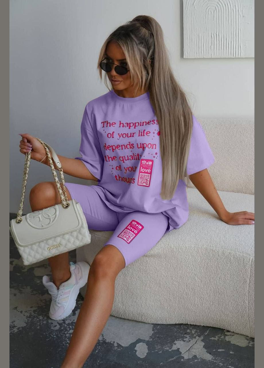 Стильный костюм двойка- футболка оверсайз и велосипедки Україна (337508564)