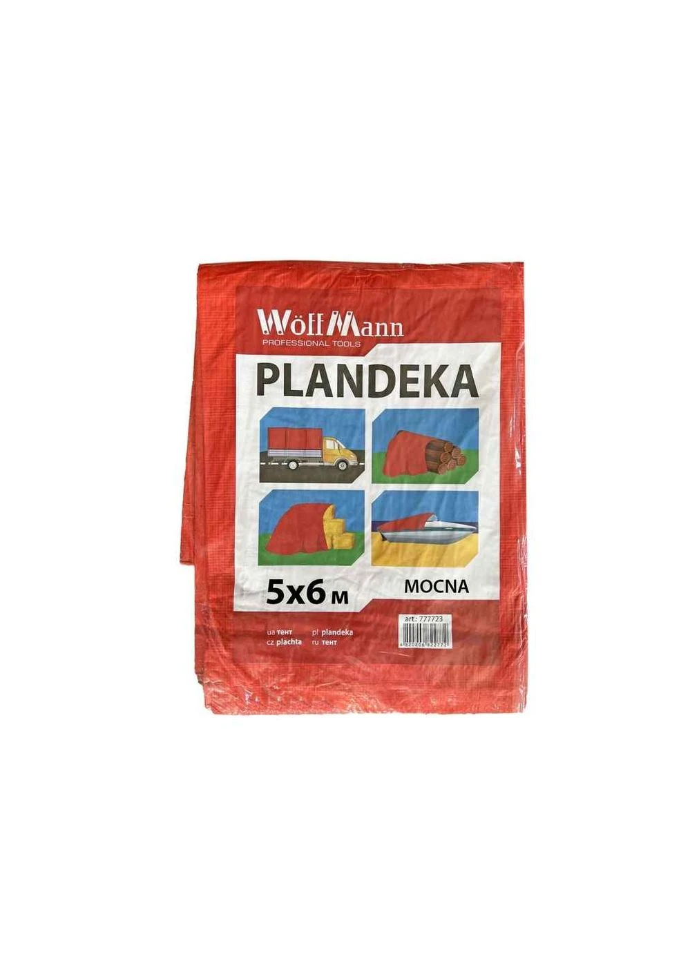 Тент строительный 5х6м оранжевый 80гр/м2 PLANDEKA MOCNA арт.777756 ТМ WoffMann No Brand (392275152)