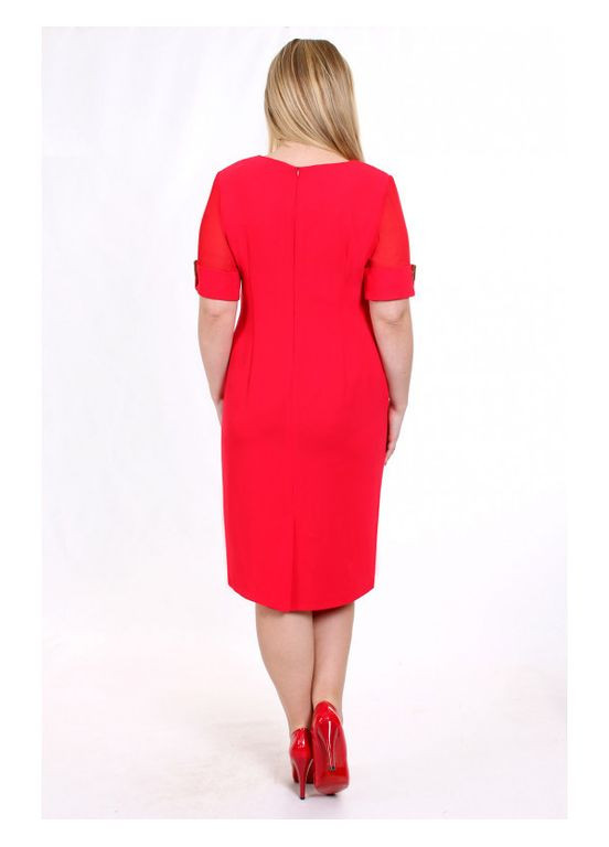Червона коктейльна плаття жіноче вечірнє червоне ошатне по коліно mkeng0702 Modna KAZKA