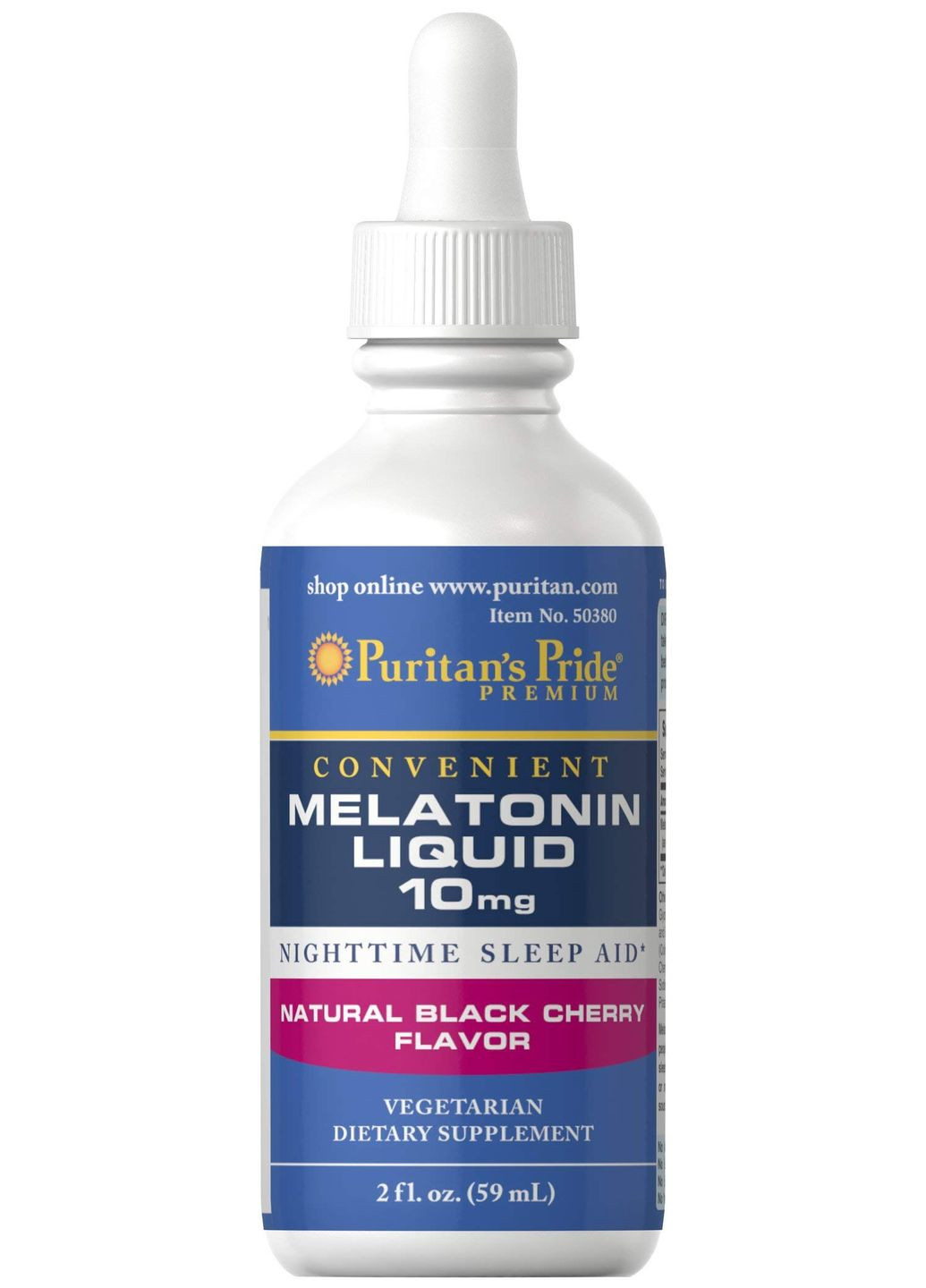 Мелатонін Puritan's Pride Melatonin Liquid 10 mg 60 ml (Black Cherry) Puritans Pride (293061867)