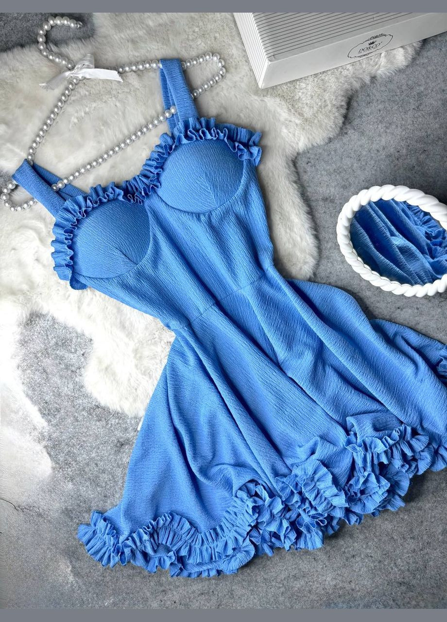 Блакитна ефектна жіноча сукня з чашечками No Brand