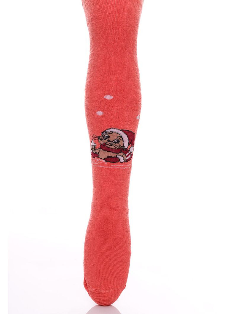 Махровые колготы для девочки с котиком в шапке кораловые 98 см (50506) BABYKROHA (315721515)