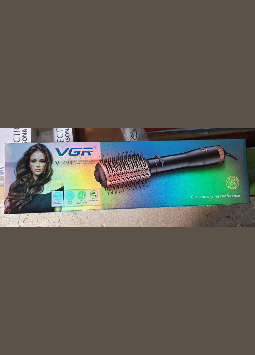 Фен щетка браш стайлер V-494 мультистайлер для укладки волос 800 Вт для завивки локонов объема и укладки VGR (296925559)