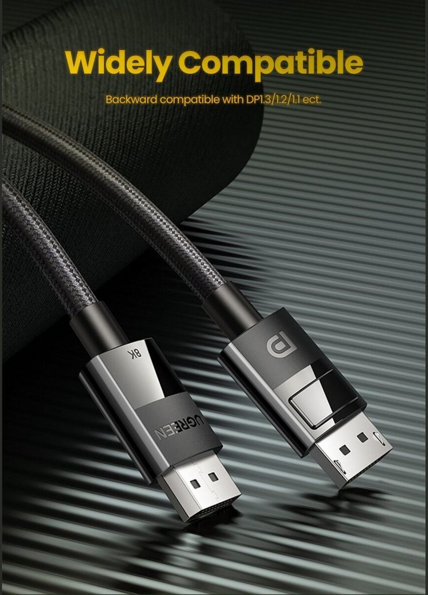Кабель DP114 DP 1.4 Male to Male Plastic Case Braided Cable 1m (UGR-80390) Ugreen (300677628)