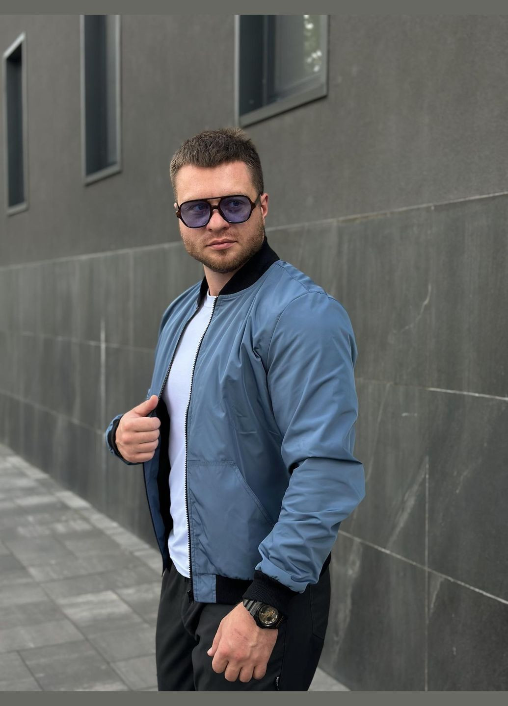 Бомбер чоловічий “Challenge” блакитний Intruder на блискавці (325603083)