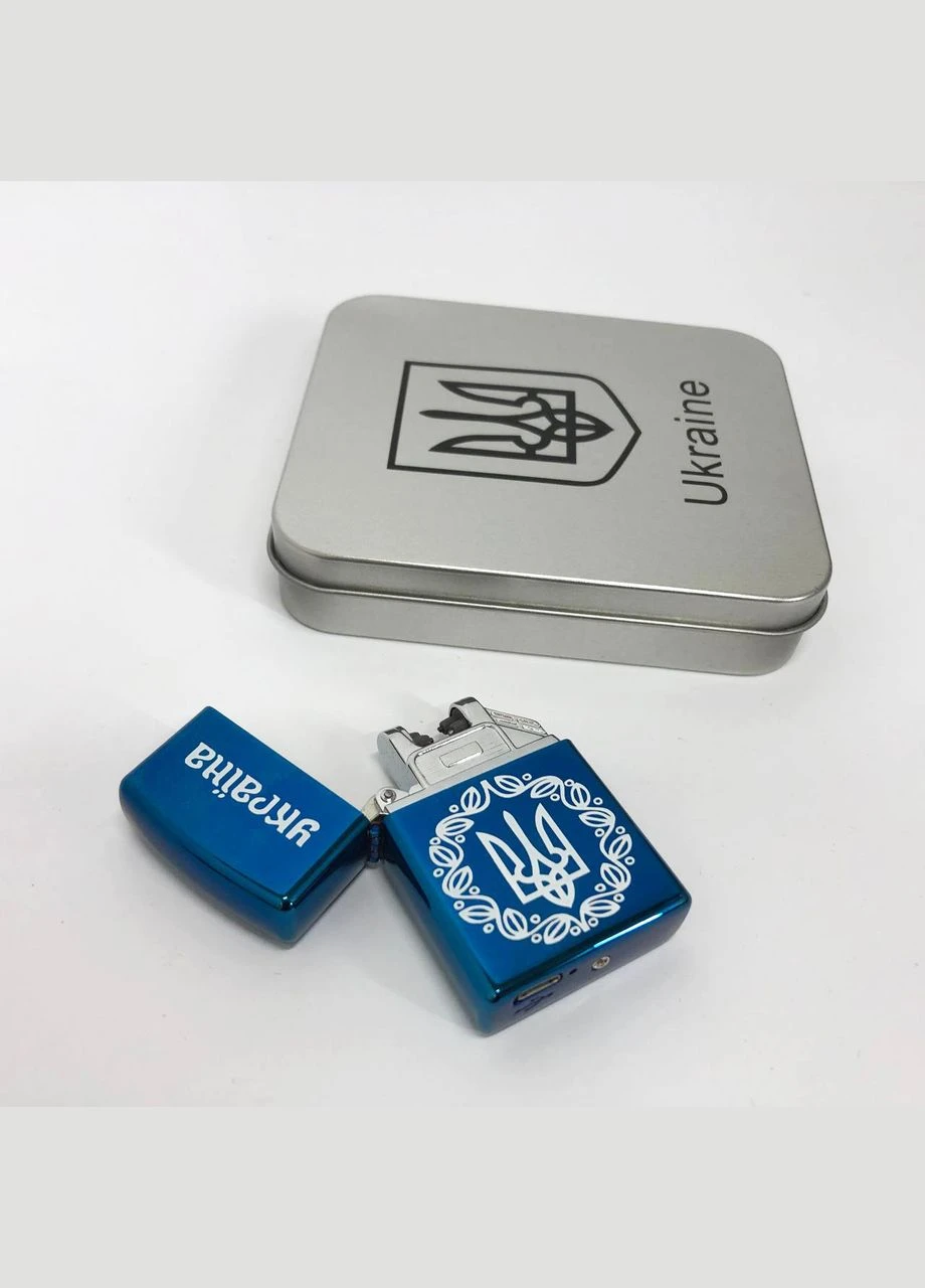 Дугова електроімпульсна запальничка USB металева коробка HL-447. Колір: синій No Brand (381040392)