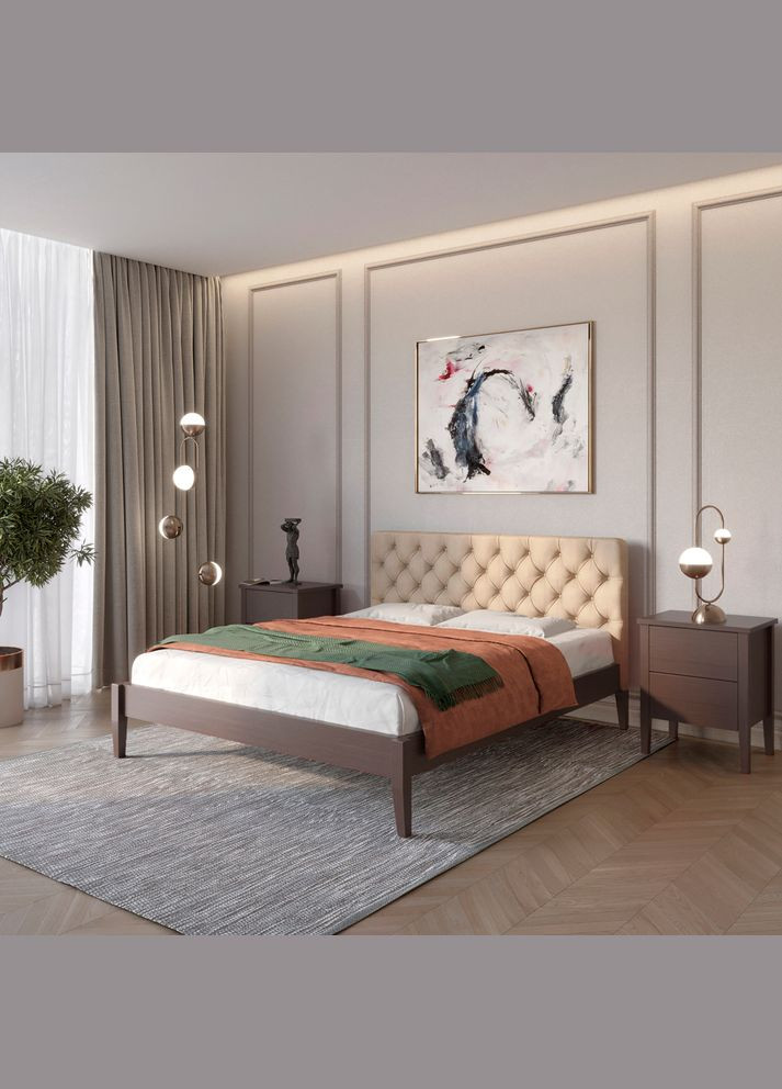 Двоспальне дерев'яне ліжко Рим ДК Венге/Аляска 23 (Бежевий) Б3 160х200 см (MBG-4939) Mebigrand (366027782)