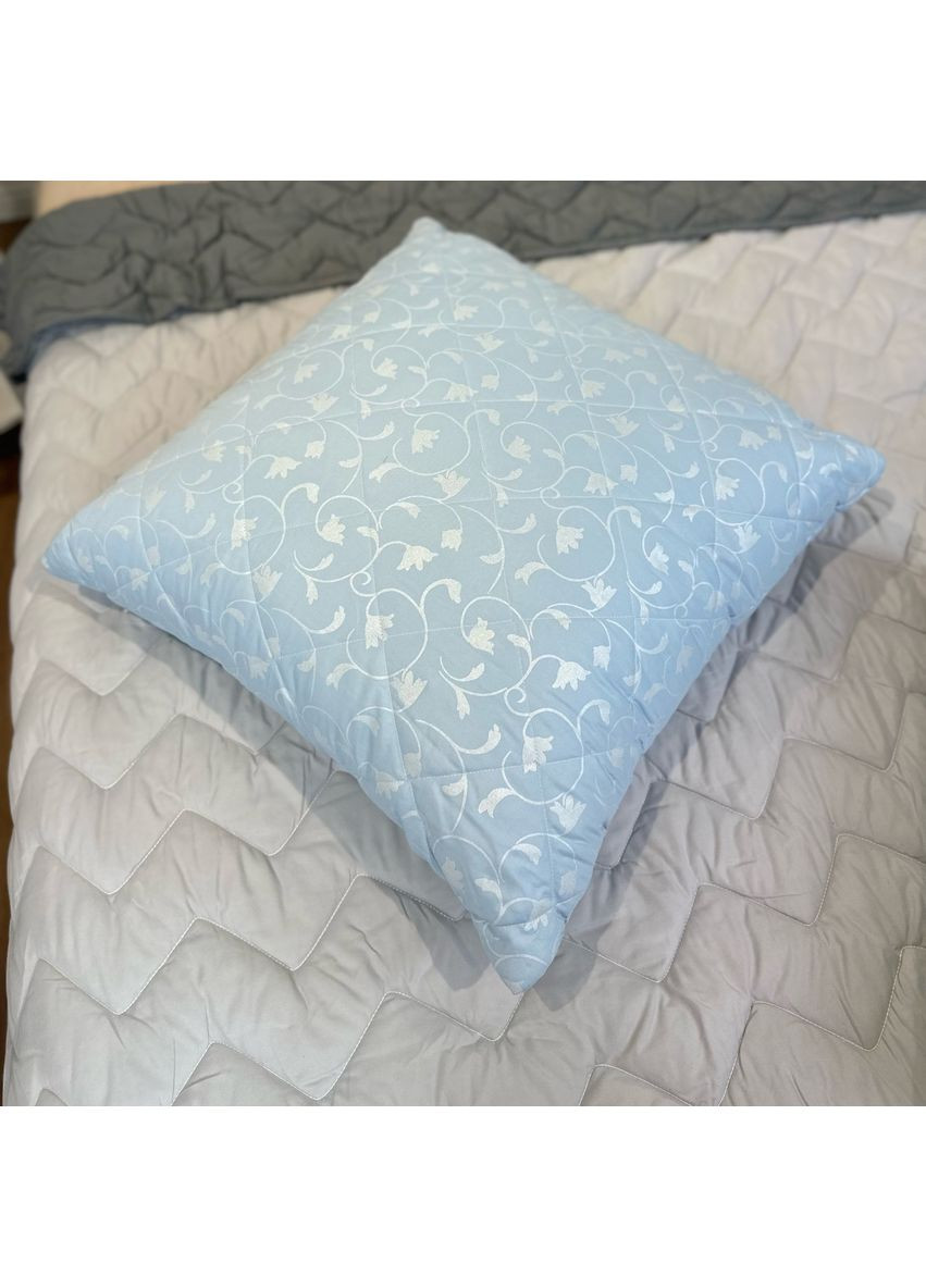 Подушка стьобана з еко пуху зі знімним чохлом для прання 21544 70х70 см блакитна Leri Max (365680298)