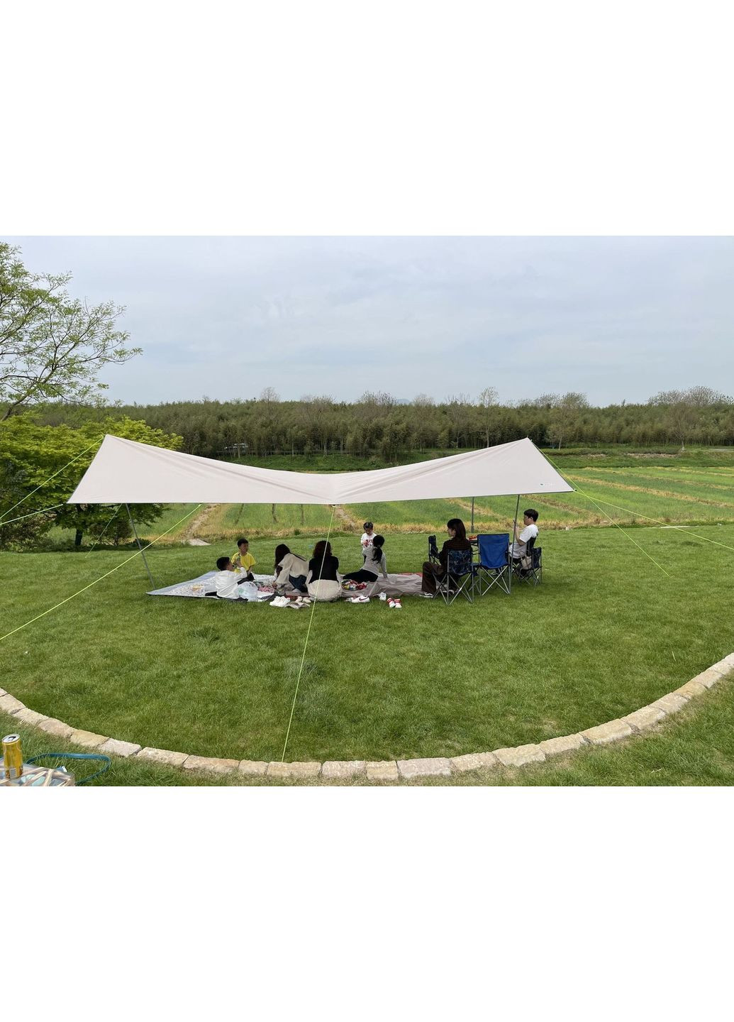 Тент туристический со стойками Водонепроницаемый S 3Х5 метра Светлый хаки (DF050465) Bluefield (349844252)