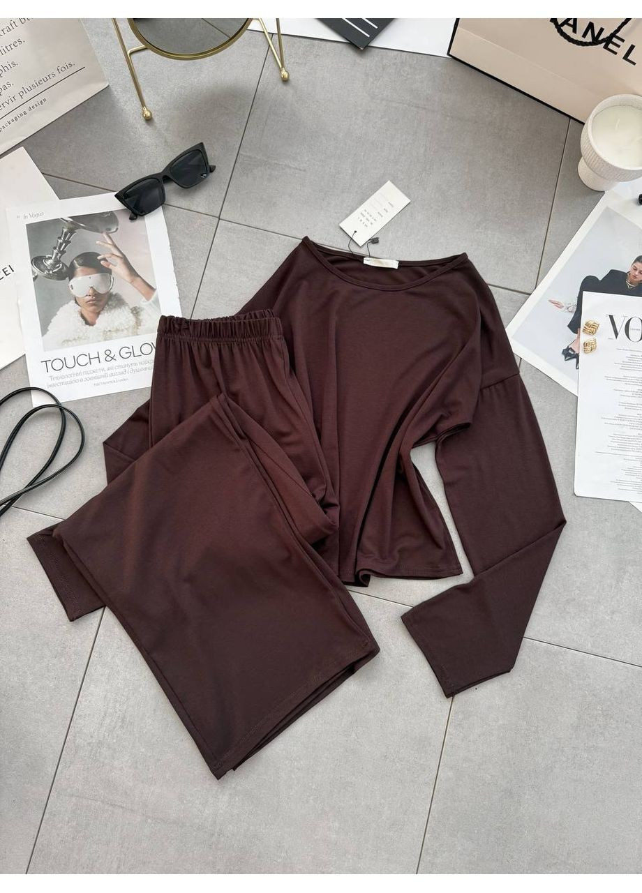 Темно-коричнева всесезон жіноча піжама з трикотажу Avanti