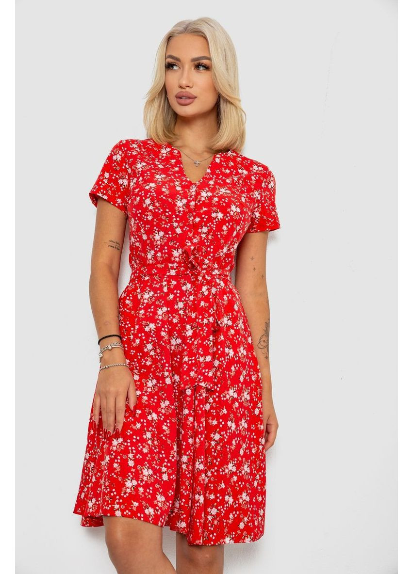 Красное платье софт с принтом, 230r0032 Ager