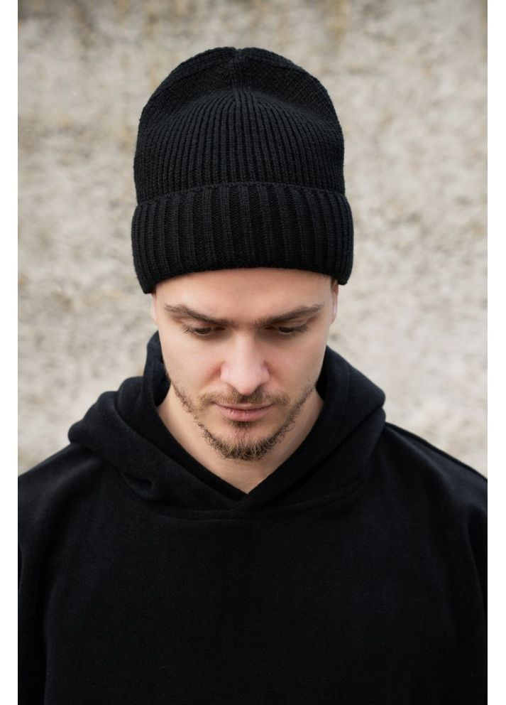 Зимняя трикотажная шапка на флисе Butch Black Without (363044264)