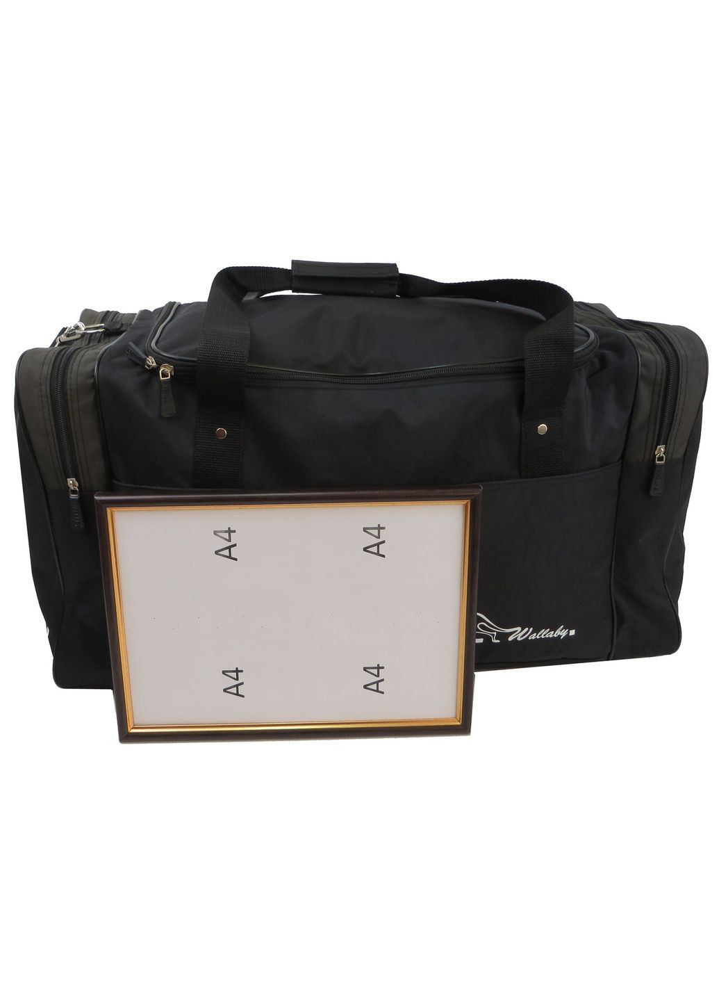 Дорожная сумка средняя 437-7 62L Черная со вставками хаки Wallaby (297643071)