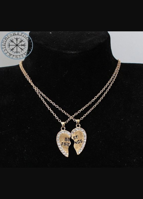 Парні підвіски BEST FRIENDS кращі друзі кулони дві половинки серця зі стразами No Brand (339869710)