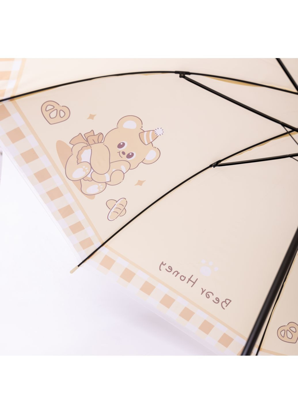 Бежевый детский зонт-трость полуавтомат складной 94 см, бежевый yiwu hp-23-11y (364684949)