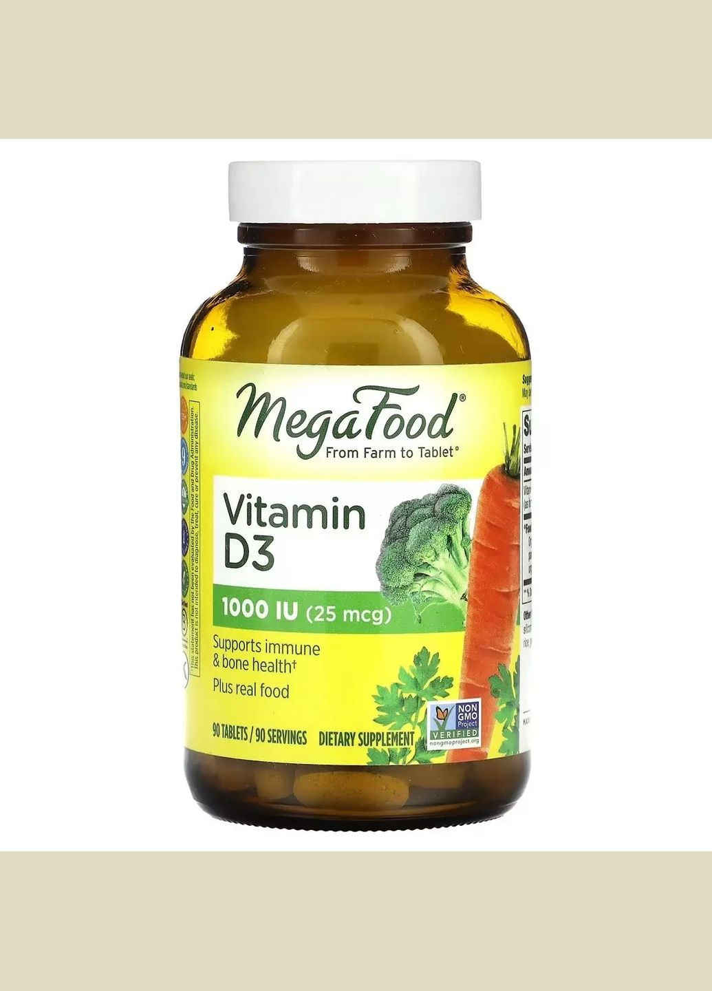 Вітамін D3 1000 IU, Vitamin D3,, 90 таблеток MegaFood (292006249)