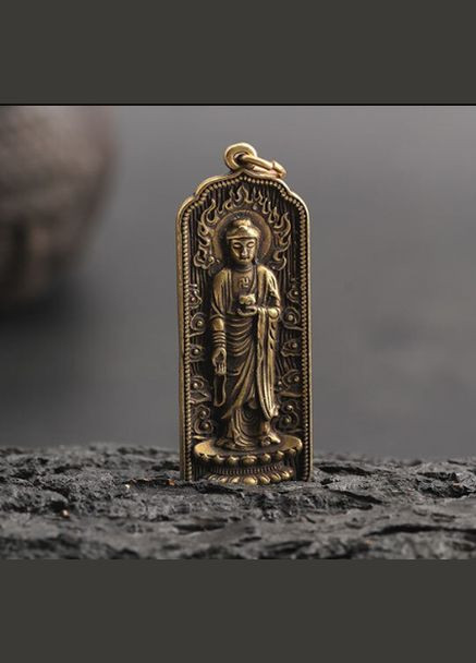 Вінтажний ретро мідний латунний брелок підвіска амулет статуї Будди Шакьямуні No Brand (292260593)