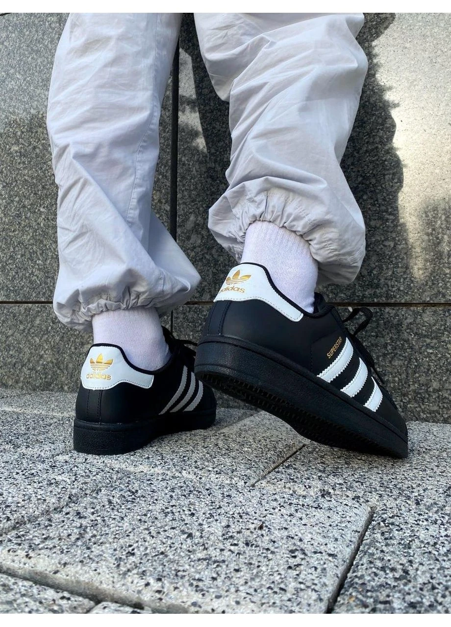 Черные летние кроссовки adidas superstar black адидас суперстар No Brand