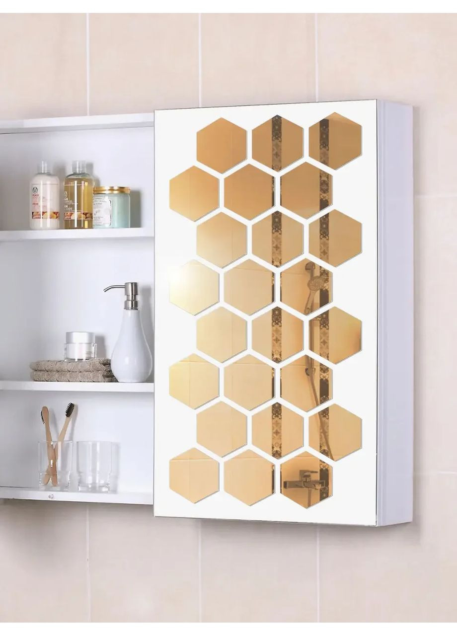 Декоративні наклейки дзеркальні акрилові на стіну Соти-96 9.6х8.3 см 24 шт. Бронза Ваша Світлість (366334627)