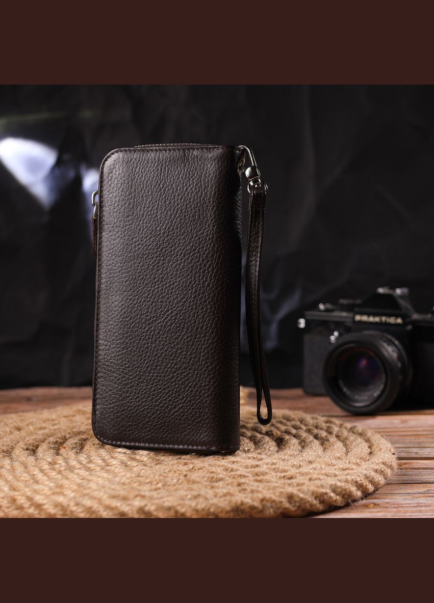 Практичный кошелек для женщин из натуральной зернистой кожи 21617 Коричневый Canpellini (331913397)