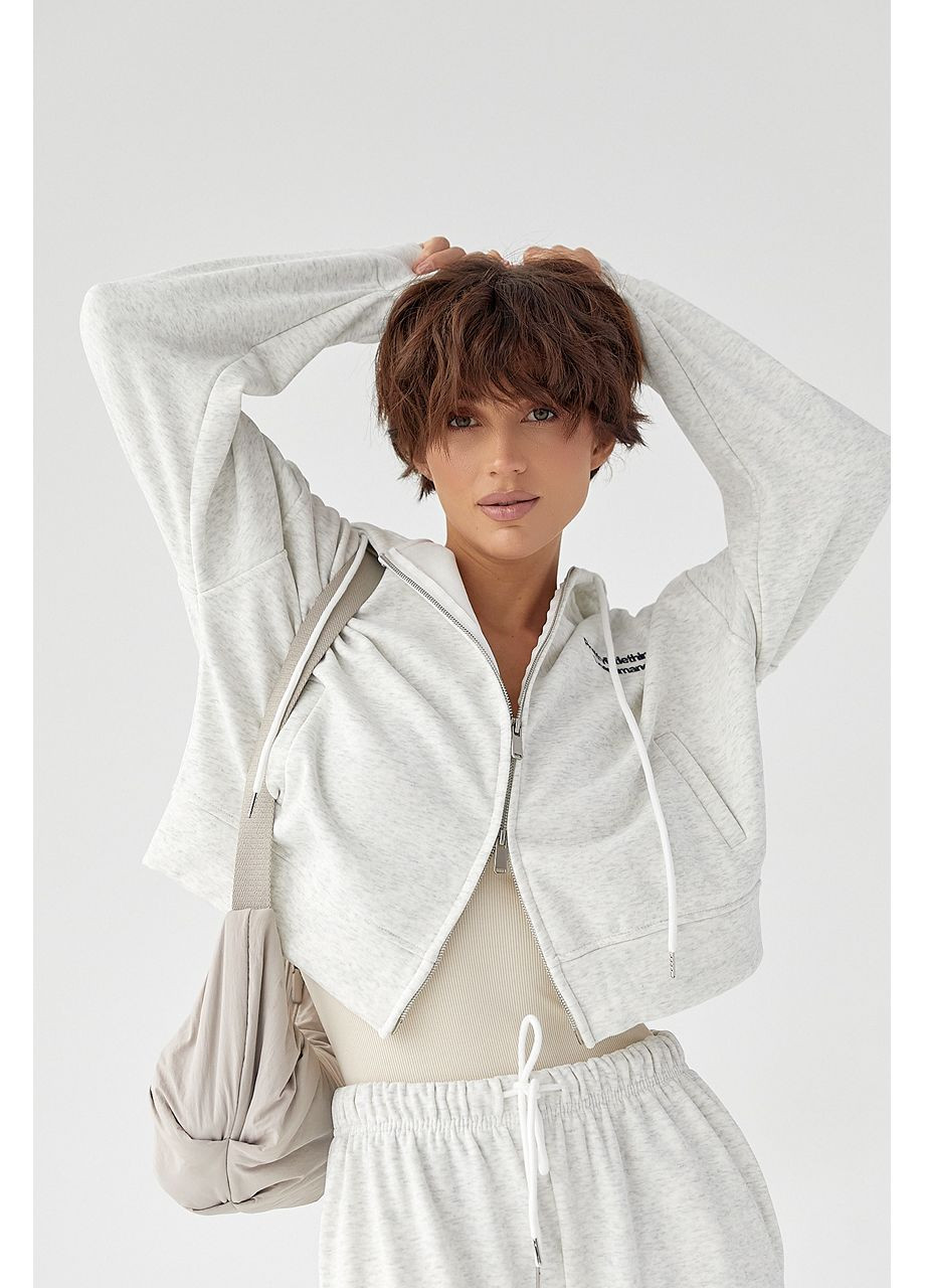 Утепленный спортивный костюм с худи и прямыми брюками - темно-коричневый цвет Lurex (370602030)