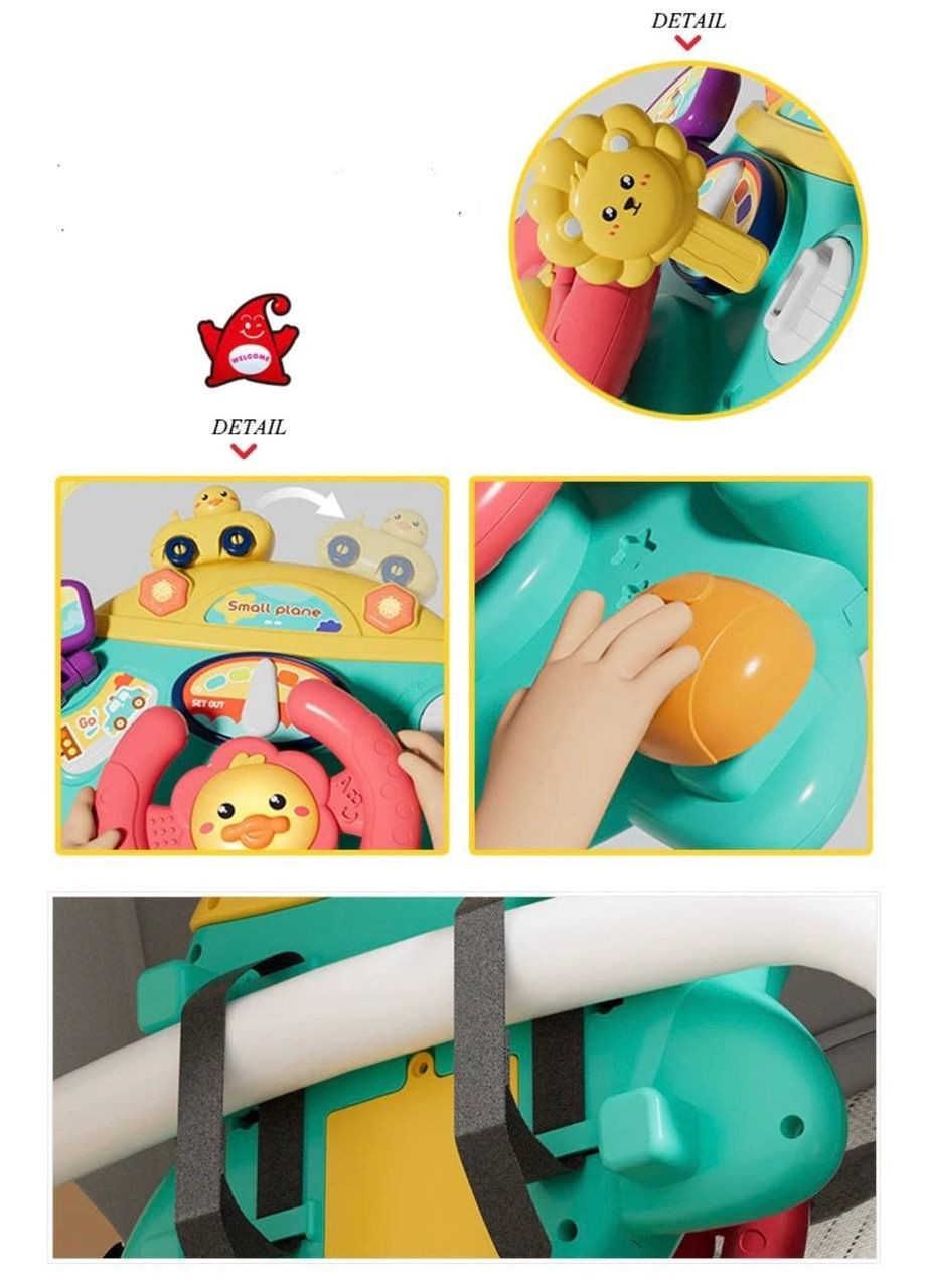 Музыкальный автотренажер 840 с музыкой и креплением для коляски Голубой Limo Toy (327796764)