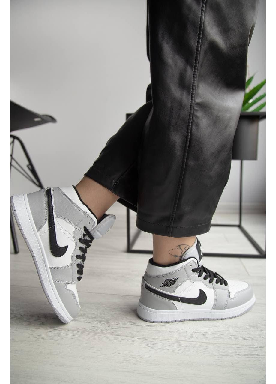 КРОСІВКИ ЖІНОЧІ NIKE AIR JORDAN 1 GREY FUR 2.0 НАЙК АІР ДЖОРДАН No Brand сірі зими (368861898)