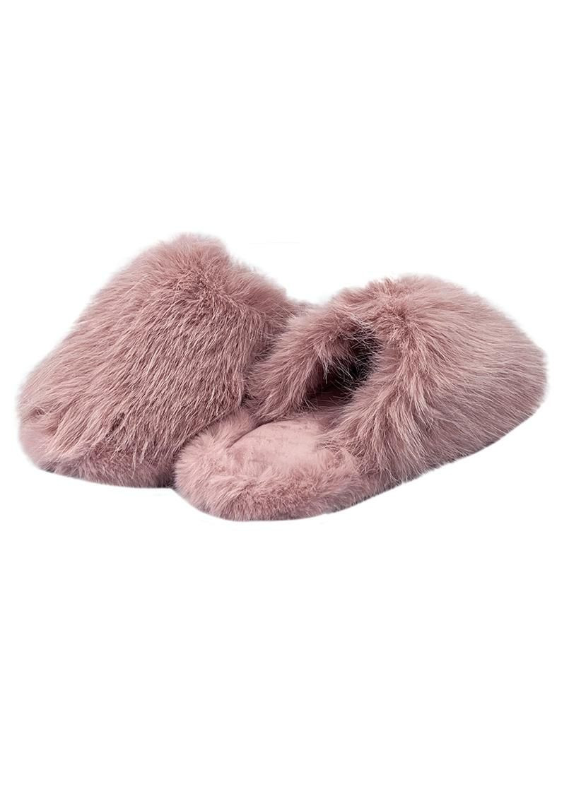 Кімнатні тапочки жіночі мехові пудрові 406-3 Sanlin (301510084)
