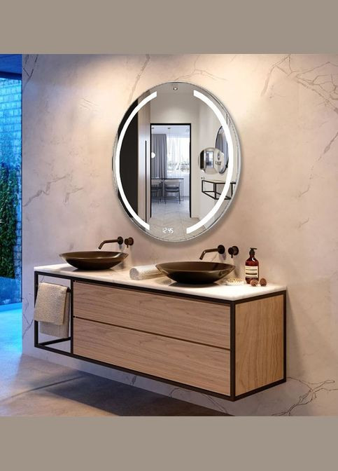 Зеркало Nero (95 х 95) c LED- подсветкой, часами, подогревом и линзой ХАСТ (302810860)