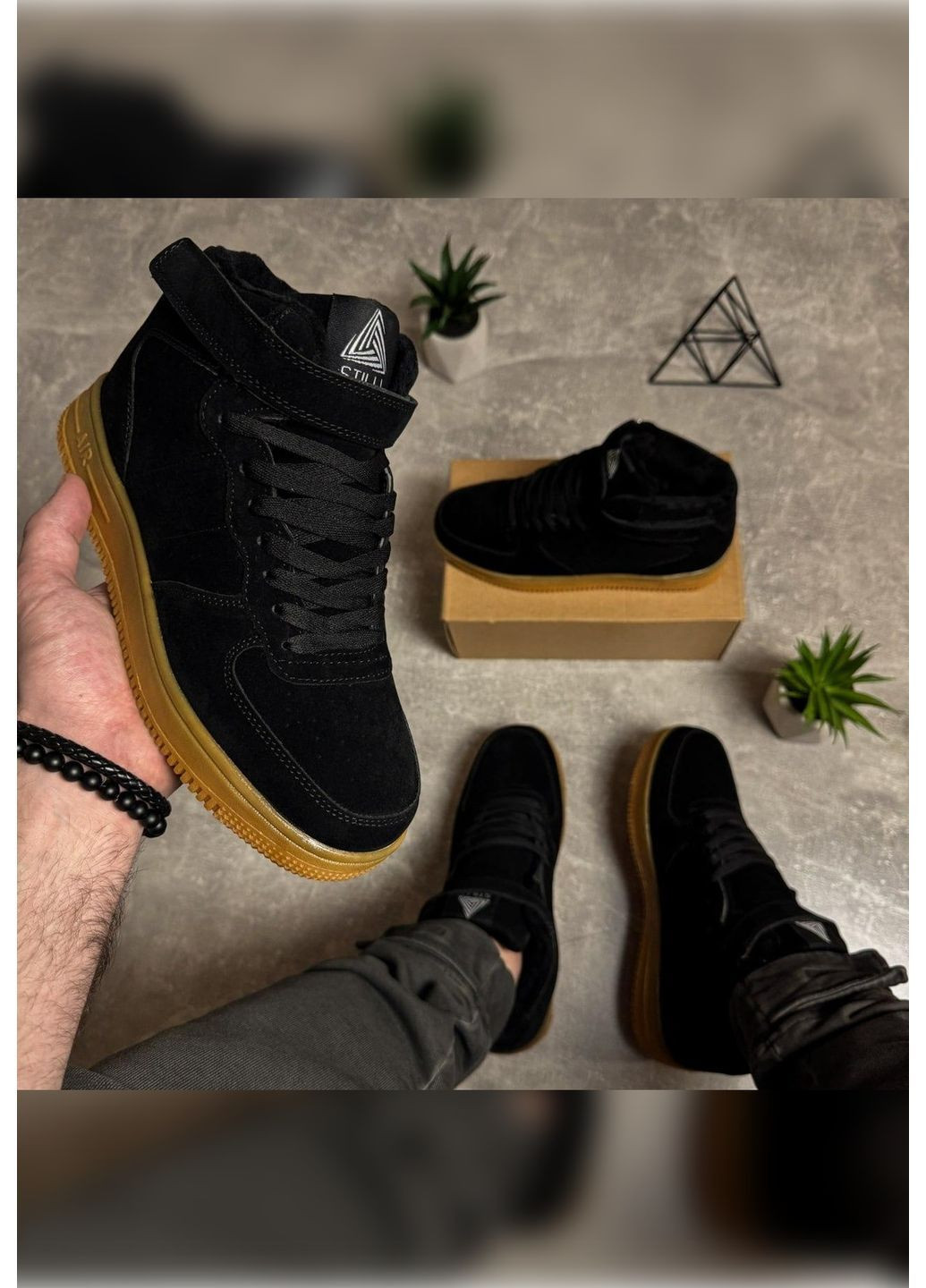 Черные зимние кроссовки мужские зимние Stilli