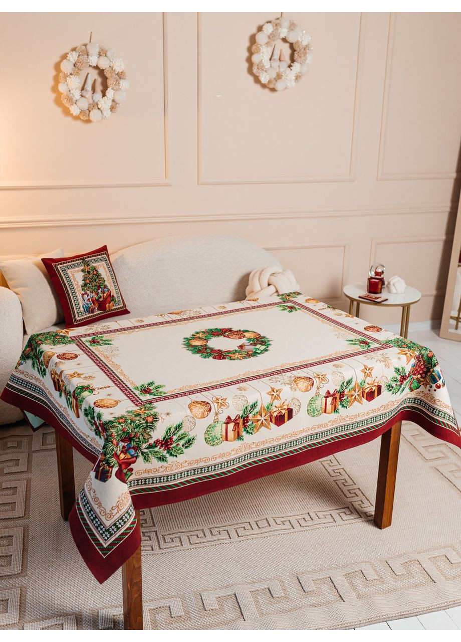 Скатерть Новогодняя гобеленовая 140х180 см. Premium праздничная скатерть JOUETS No Brand (360889998)