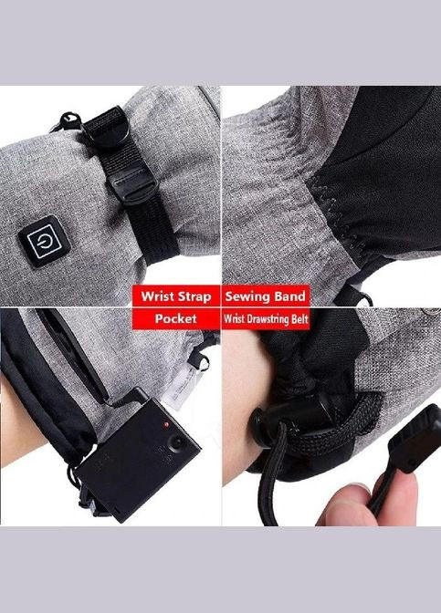 Перчатки с подогревом Черный/ USB Type-C c утеплителем 3M + два аккумулятора по 5000 Mah FG (345734289)