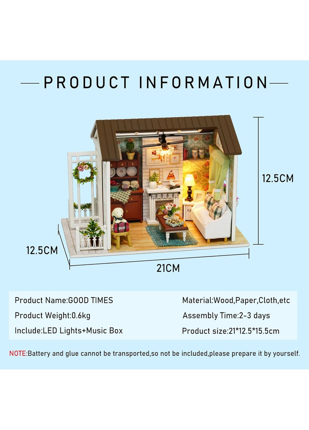 3D Румбокс конструктор кукольный дом Гостиная с верандой и камином DIY 8008-D Cute Room (350349035)