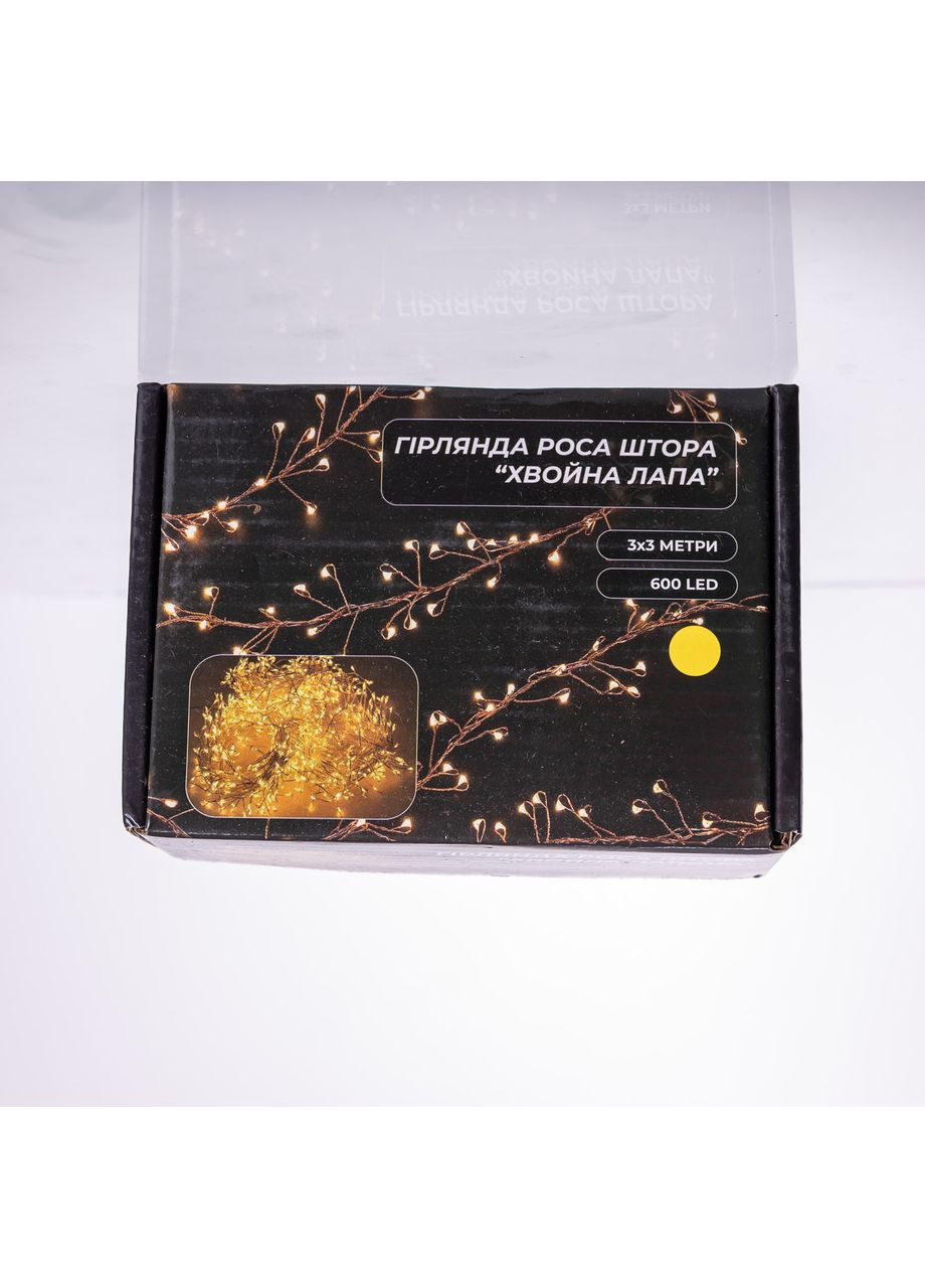 Новогодняя гирлянда комнатная штора роса Хвойная лапа 3х3 м 600 LED Желтый свет D600LED3MY Jooki (372010874)